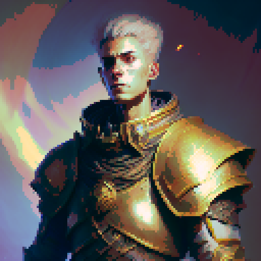 Human Male Paladin, Strong and tough, adorned in large plate armor, emanating a godly aura, basked in the radiant sunlight, wielding a mighty mace, In a stoic pose, ready for battle in a fantasy Medieval RPG style