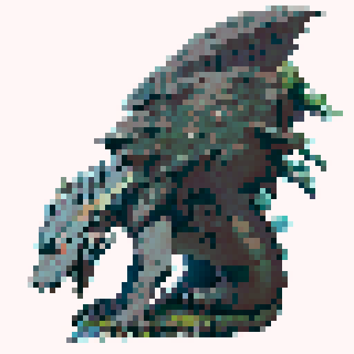 grey stone dragon sitting on the ground in the middle of a dry wasteland, wings stretched upward