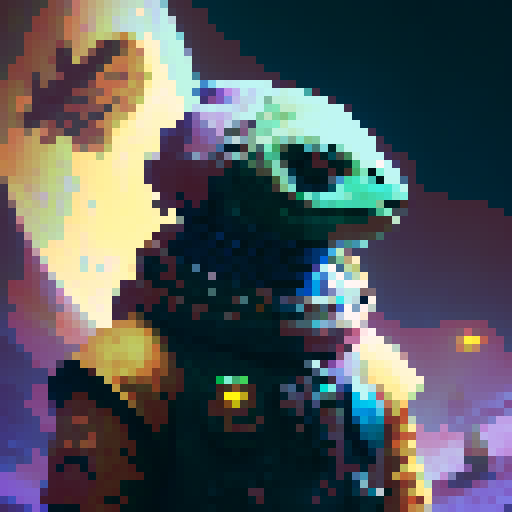 A space warrior who is turtle in the night.