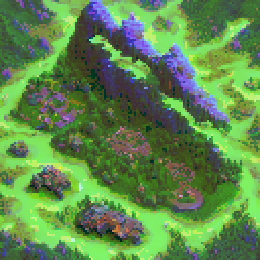 Create a pixel image to play with the playing fields of various biomes.Description of the game: The game is made in the style of a board game with unique rules. The drawing should go vertically.There should be a path vertically in the middle of the field. The field size is 116x46 pixels, they must be three-dimensional. field name: Forest Biome.