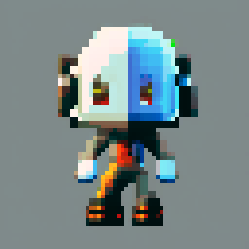 Space marine pixel character, laser rifle and futuristic helmet, galactic colors, full body, 64x64 pixel art size