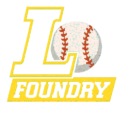 Pixel art of a fictional baseball team called the Foundry. Just showcase a "L" for Louisville. Yellow, dark blue and gray, sharp outlines, and soft pixel shading. The logo design mimics 80s MLB logos. Use a vibrant Sega Genesis 16-bit style with selective dithering, geometric forms, and nostalgic retro charm. Avoid modern gradients—keep it pure pixel art.