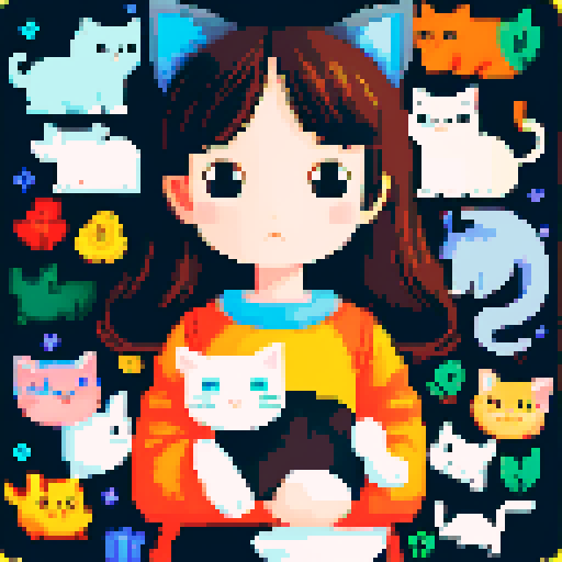 girl with many cats