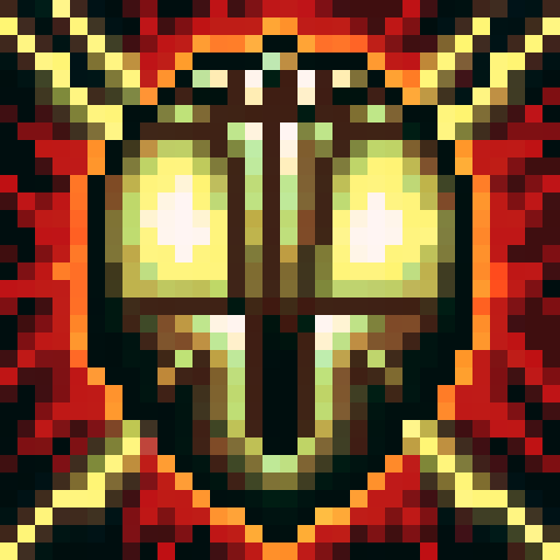 large enemy space alien with horns, game icon, 32x32 pixel art, sRGB, skill art, close up, portrait