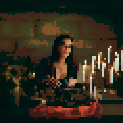 Young beautiful woman making magic with candles.