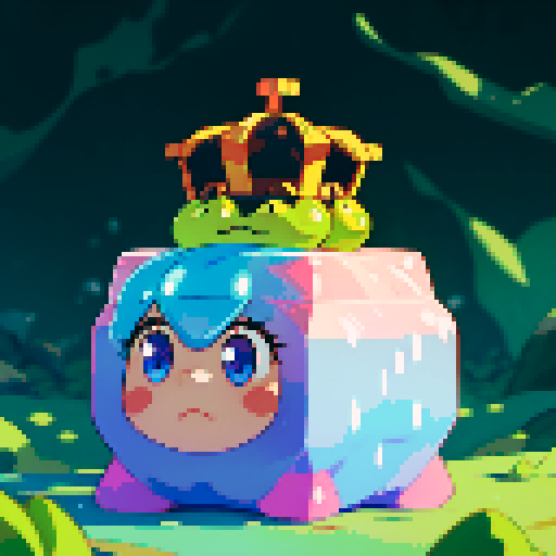 Slime cube wearing crown