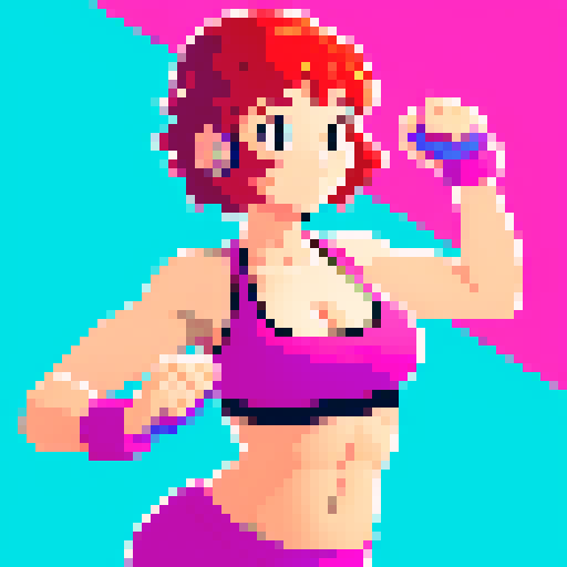 Create a vibrant woman doing gym