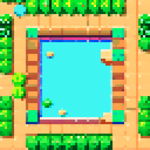 Animal Crossing-style pixel art, 64x64, seamless ground tiles like grass, dirt, sand, water, stone path, pastel colors with soft greens #A8D8A8, pinks #F8C8C8, blues #B8D8F8, cozy retro aesthetic, transparent background
