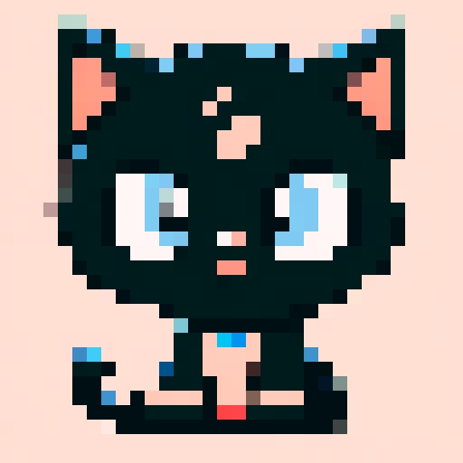 Cat,  expressive eyes, whiskers, paws, tail, retro video game style, 8-bit graphics, nostalgic vibes, low-resolution, sRGB color palette, detailed pixel art, lively and energetic, pixel sprites, iconic feline charm, whimsical atmosphere
