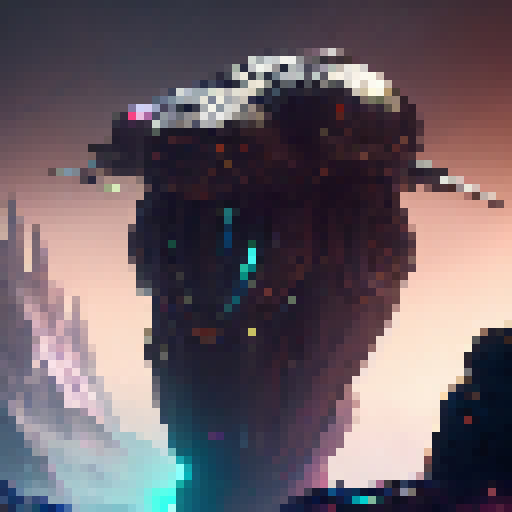 Techno robot, gleaming metallic body, surrounded by swirling neon lights, standing atop a desolate futuristic cityscape, with dragons and griffins flying overhead, all depicted in a fantasy RPG style with intricate concept art details.