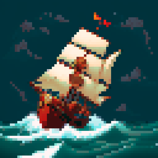 16th century cog sailing the sea during stormy weather
