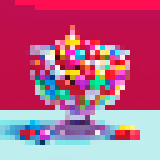 rainbow candy mix in different shapes in a glass bowl, white background