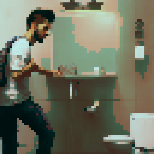 father in bathroom standing in white underwear giving himself a wedgie