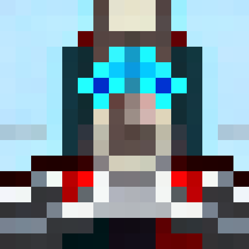 Thor, wielding Mjolnir, stands atop a thundercloud with lightning bolts striking behind him, his muscular frame adorned in chainmail armor and a red cape billowing in the wind, all captured in a retro 16x16 pixel portrait.