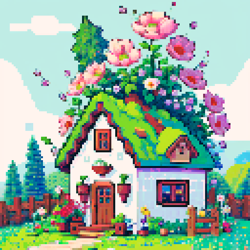 cute cottage pixel art style