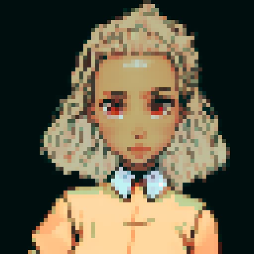 Black girl with light brown hair and red eyes