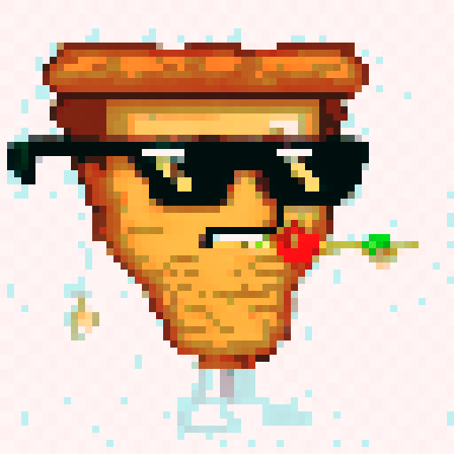 pizza slices with different traits (glasses, body, mouth, eyes, border, background)