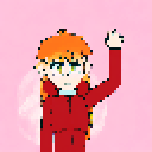 Girl with long orange hair and a red jacket