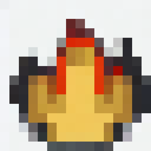flame emoji, pixelated 16x16 game icon, close up, vibrant colors, dynamic motion lines, glowing and flickering, intense heat, fiery essence, sharp edges, intricate detailing, portrait