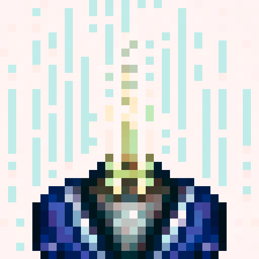 magician coat, vibrant colors, pixelated details, sRGB palette, skillful brushstrokes, close-up of buttons and embroidery, game icon, 32x32 pixels, framed portrait