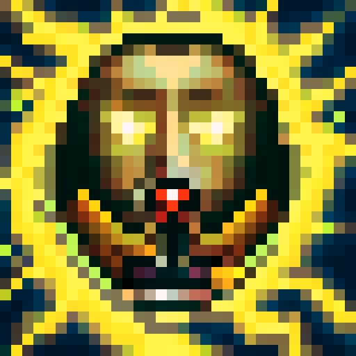 cigarette, smoke, flame, game controller, pixelated, skill tree, intense stare, close-up, vibrant colors, detailed shading, portrait