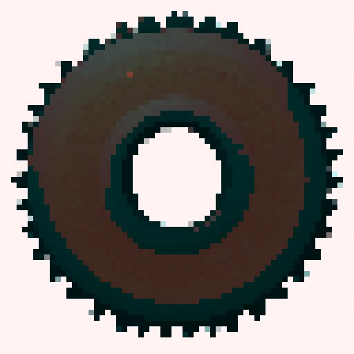 simple, old rusty gear centered on a white background
