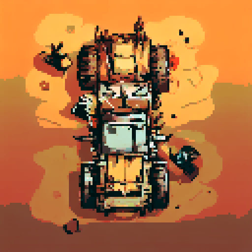 an overhead view of a pixel art vehicle in the style of mad max