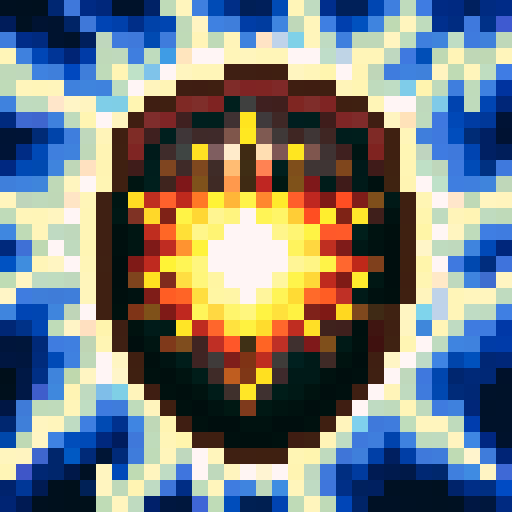 Warlock casting a fiery spell with glowing eyes and intricate runes, depicted in a pixel art close-up portrait with a dark, ominous background for a game icon.