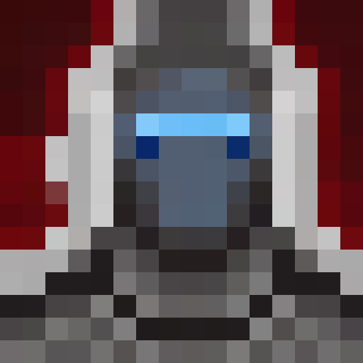 Dark, mysterious figure emerges from the shadows, with piercing eyes and flowing cloak, in a 16x16 pixel portrait style.