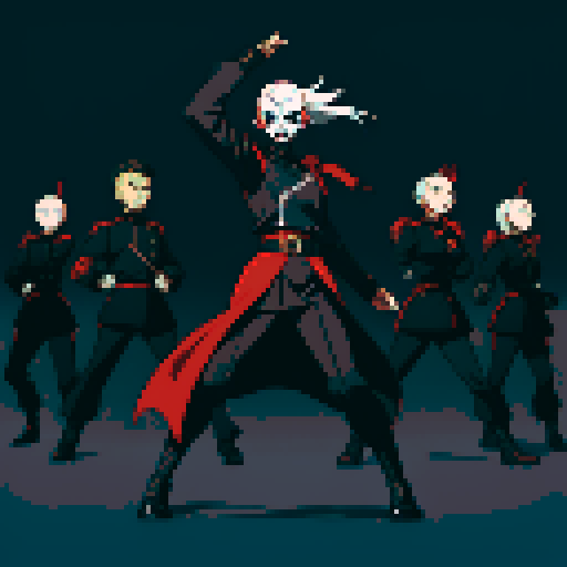 Evil army, black uniforms, evil soldiers, skull masks, full-body image, facing left, ready to fight, full body