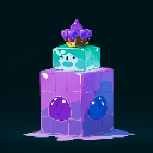 Gelatinous cube wearing crown, no face