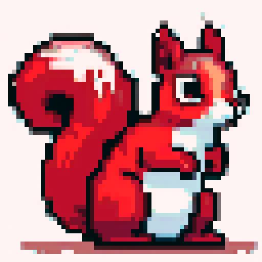 an orange squirrel that was painted red