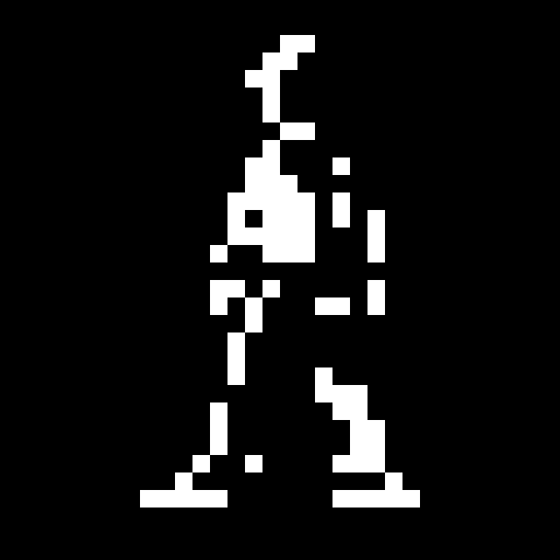 stick figure twerking, black and white, retro video game style, 8-bit graphics, high contrast, no background