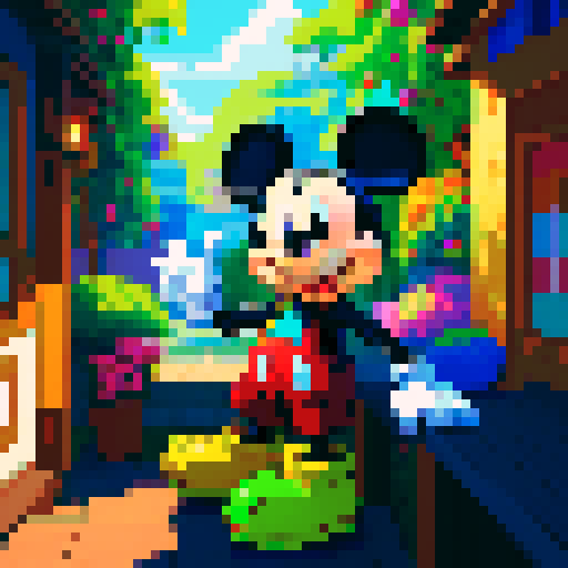 pixel image of mickey mouse