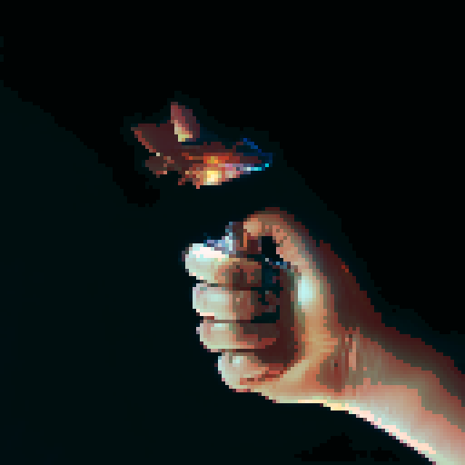 Hand holding lighter, spark, light