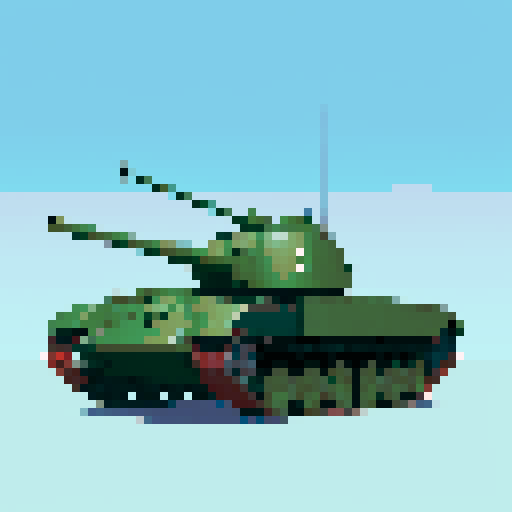 T-34-85 tank, exact side view, perfect profile, facing right, no perspective, full tank visible, no people, no background, game icon, transparent background, minimal shading
no crew, no people, no dramatic angles, no perspective, no background details