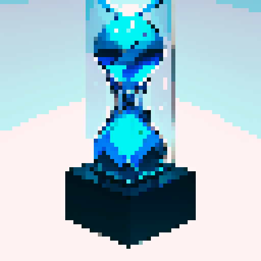 hourglass logo, minimal, transparent glass, backlighting, retro, gaming icon, vector
