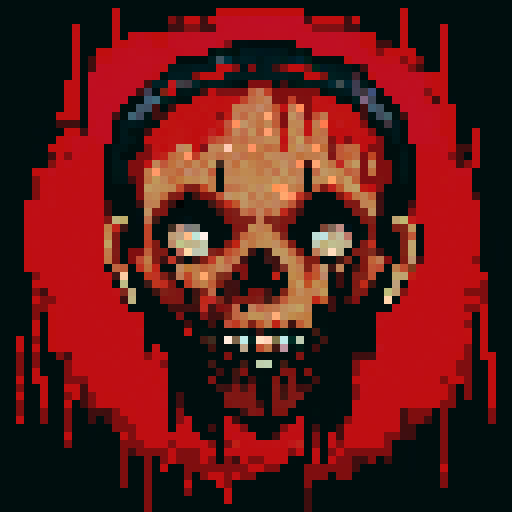 blood splatters, pixelated gore, vibrant red hues, jagged edges, detailed carnage, distressed pixels, dark and macabre, horror in 8-bit, low resolution brutality, intense violence, twisted and distorted, gory masterpiece, graphic and shocking, retro gore, pixelated horror, sRGB color palette, gruesome scenes, intense pixelation