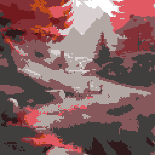 Create a landscape of a man overlooking a vast forest with mountains in the back ground