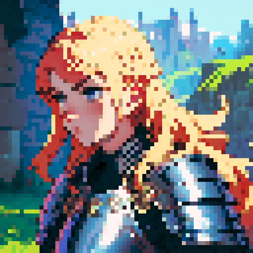 weaponsmith portrait, middle ages, plate armor, helmet, pixel art, non-vibrant colors, sRGB