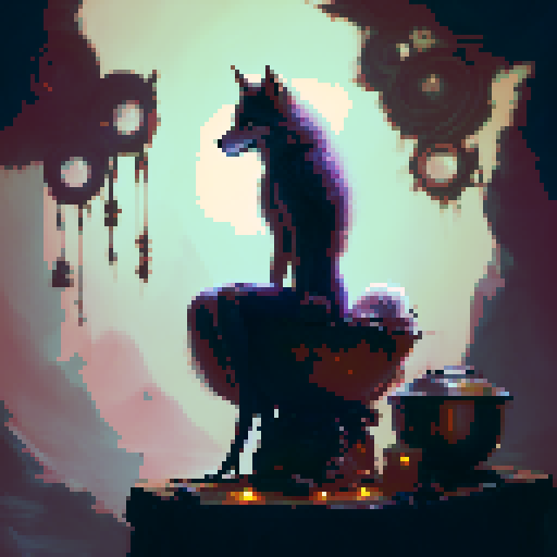 Anthro female wolf, perched on a wooden stool, stirring a bubbling cauldron in a rustic kitchen adorned with potion jars and magical ingredients