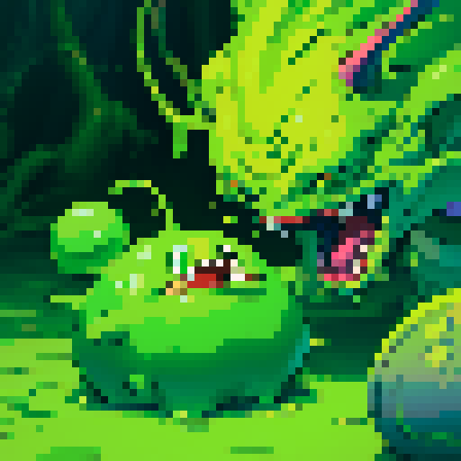 hungry slime, gelatinous slime, slime monster, mouth open, hungry