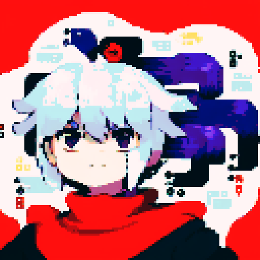 A girl standing in front of weird colored 2d shapes