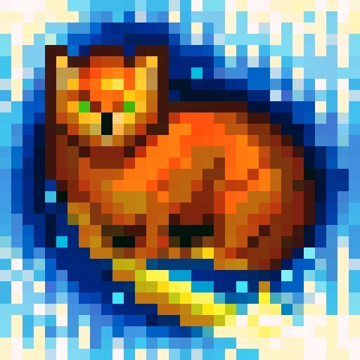 A orange cat looks into the screen