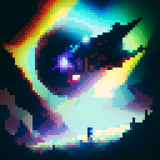 mystery box with vibrant colors, glowing from within, pixelated and vibrant hues, reminiscent of retro video games, sRGB color profile