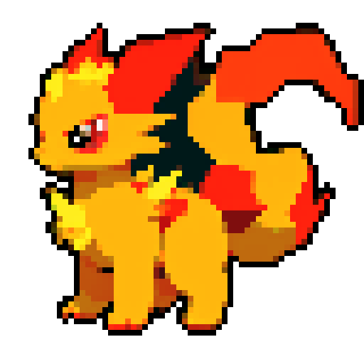 Pokemon style fire type starter, no background