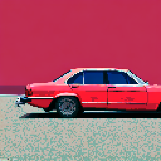 Photorealistic whole Mercedes E class, three-quarter view, right front wheel, clean background, sRGB colors, pixel art style