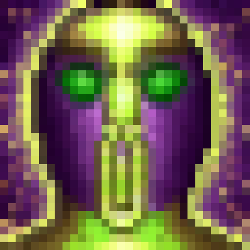 SEND, pixelated and glowing in neon green and purple, with a metallic and futuristic texture, displayed in a circular game icon, skillfully crafted in 32x32 pixel art, set against an sRGB background, and captured in a dramatic close-up portrait.
