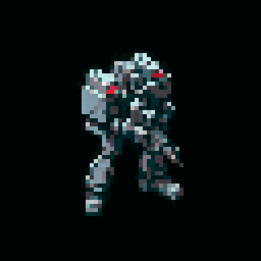 isometric grey berserker mech, assault cannon-wielding, missile on back, white background
