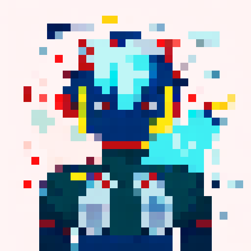 armour, character portrait, close up, anime style, pixel art, shining silver, intricate details, glowing gemstones, fierce expression, dynamic pose, vibrant colors, sharp edges, stylized flames, epic battle scene, dramatic lighting